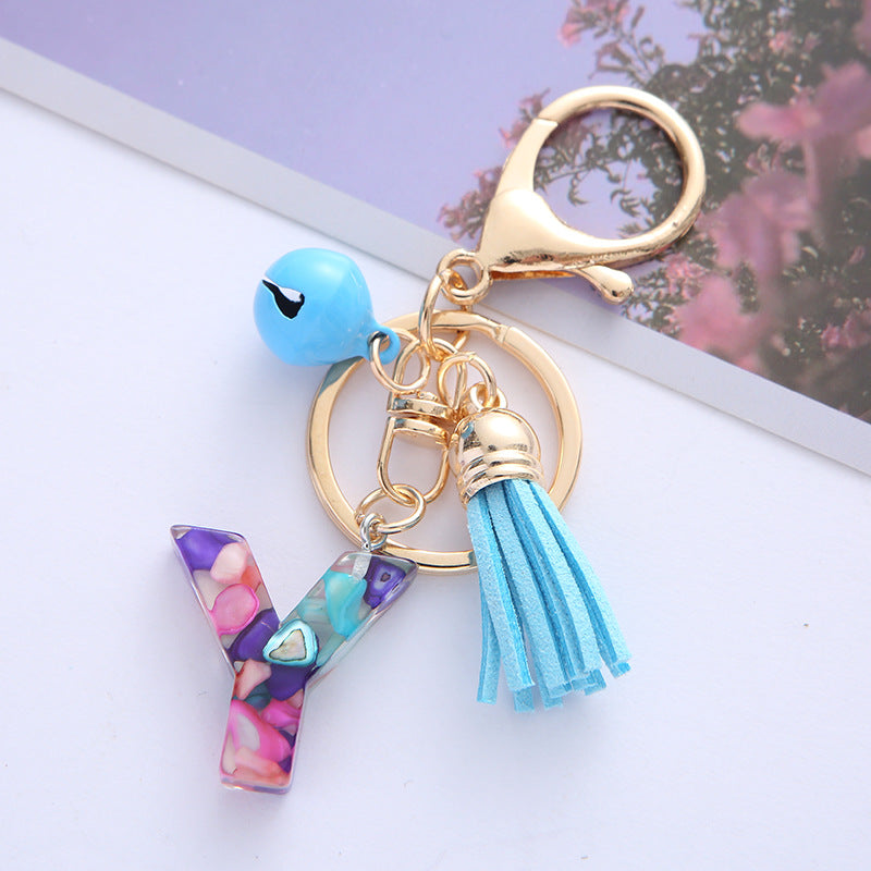 Wholesale English Alphabet Tassel Pendant Resin Drop Glue Keychains